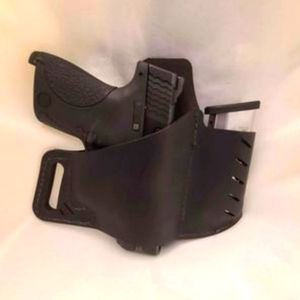 Leather OWB pistol holster w/ spare mag